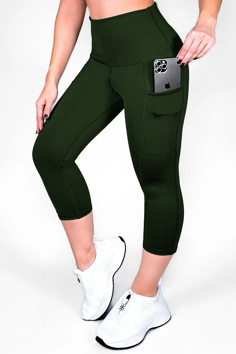 Olive Matte Capri Premium Comfort & Style | Not Just Wear